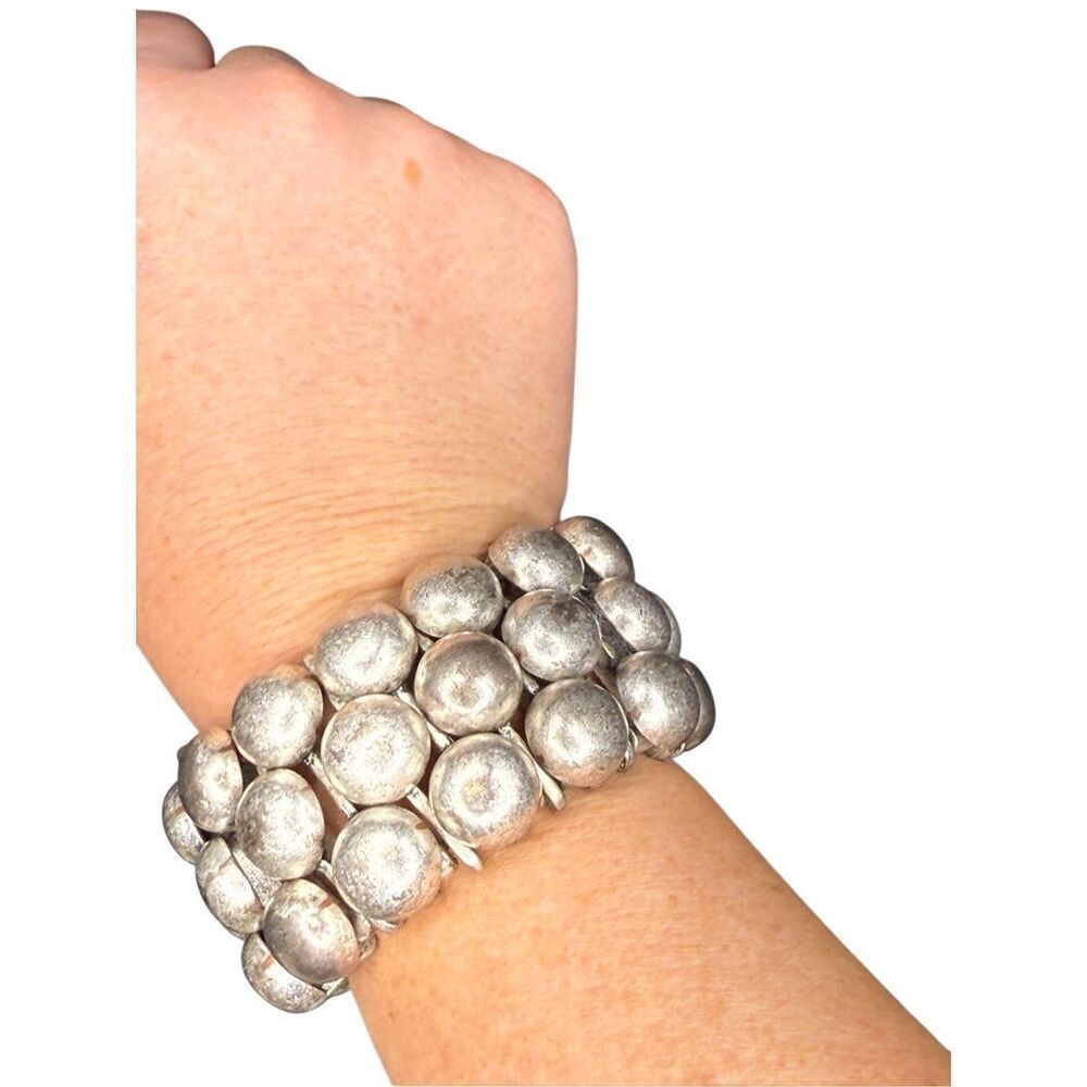 Aldo pewter beaded stretchy bracelet
